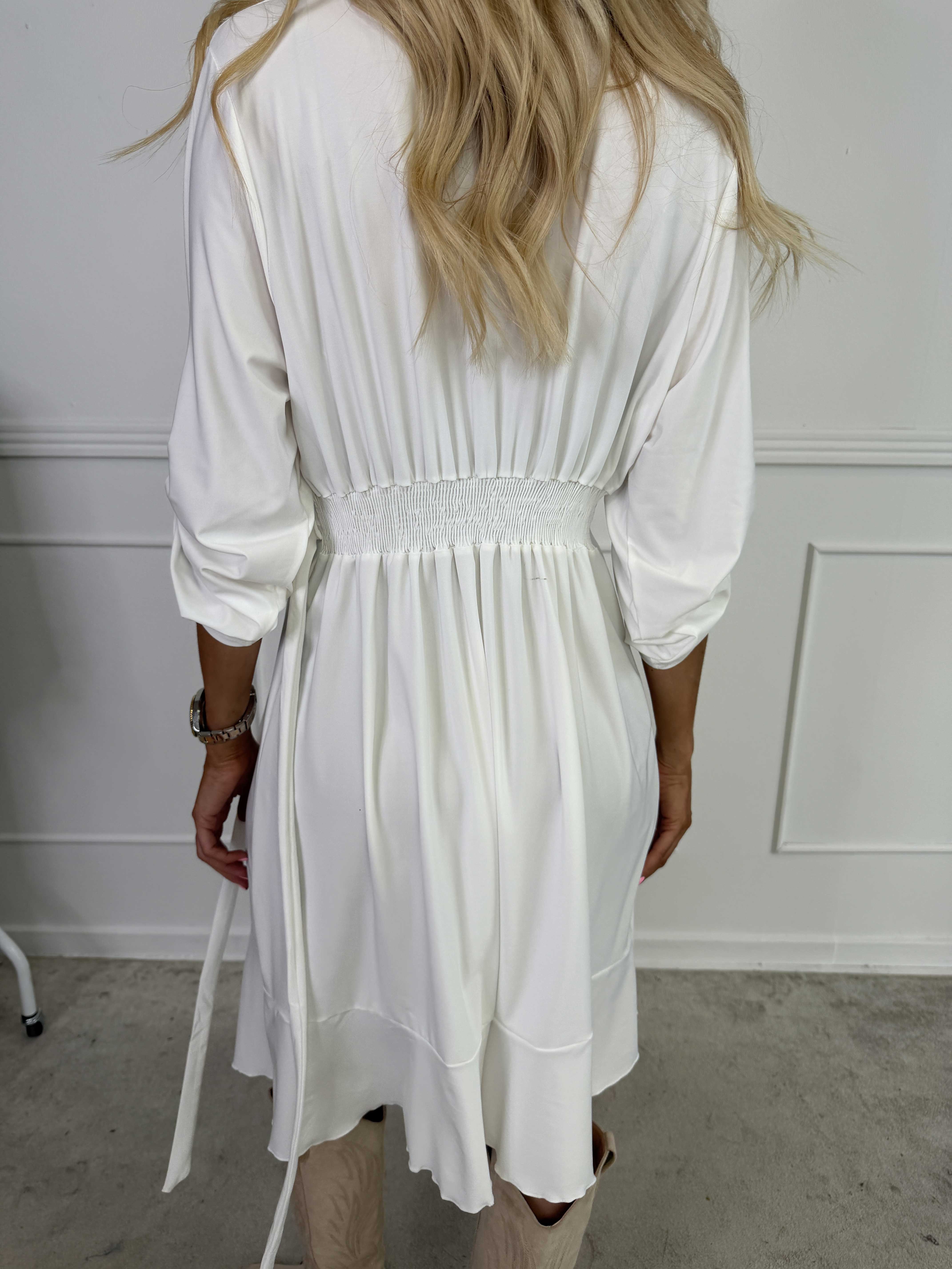 Savina Plain - Elastisk langærmet kjole i slå-om-look